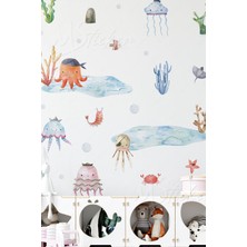 Msticker Deniz Canlıları Çocuk Bebek Odası Cam Duvar Sticker Seti