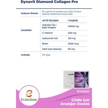 Dynavit Diamond Collagen Pro Çilek Aromalı Hidrolize Balık Kolajeni 30 Saşe 2 Adet