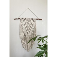 Floral Macrame Design  Burgu İpli Krem Renk Makrome Duvar Dekoru