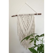 Floral Macrame Design  Burgu İpli Krem Renk Makrome Duvar Dekoru