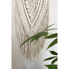 Floral Macrame Design  Burgu İpli Krem Renk Makrome Duvar Dekoru