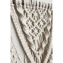 Floral Macrame Design  Burgu İpli Krem Renk Makrome Duvar Dekoru