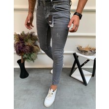 OneZero Erkek Gri Skinnyfit Likralı Jean Kot Pantolon