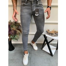 OneZero Erkek Gri Skinnyfit Likralı Jean Kot Pantolon