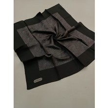 Cacharel Ipek Eşarp Twill Siyah Gri Füme