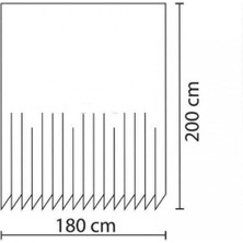 Zethome Banyo Duş Perdesi 6303 180 x 200 Perde Borusu Askı Aparatı 120 x 200 cm