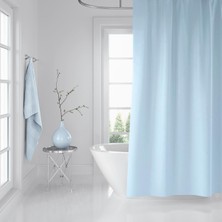 Zethome Banyo Duş Perdesi 0010 Mavi 120 x 200 cm Perde Borusu Askı Aparatı 90 x 130 cm