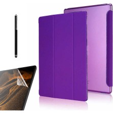 Gpack Apple iPad Pro 12.9 2021 5.nesil Kılıf Smart Cover Kapaklı Standlı Uyku Modlu SM33 + Nano + Kalem Mor