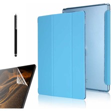 Gpack Apple iPad Pro 12.9 2021 5.nesil Kılıf Smart Cover Kapaklı Standlı Uyku Modlu SM33 + Nano + Kalem Mavi