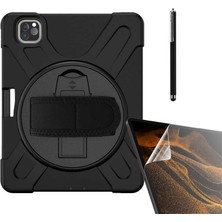 Case Street Apple iPad Pro 11 2020 2.nesil Kılıf Defender Tablet Tank Koruma Standlı DF22 + Nano + Kalem Siyah