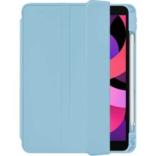 Case Street Apple iPad 10.2 2021 9.nesil Kılıf Kalem Bölmeli Arkası Şeffaf Standlı Nt1 Mavi