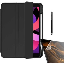 Case Street Apple iPad 10.2 2021 9.nesil Kılıf Kalem Bölmeli Arkası Şeffaf Standlı NT11 + Nano + Kalem Siyah