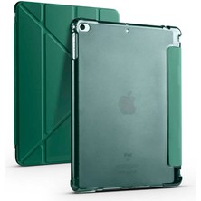 Gpack Apple iPad 10.2 2021 9.nesil Kılıf Standlı Katlanabilir Pu Silikon Tf1 Koyu Yeşil