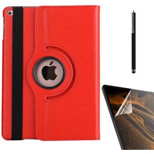 Case Street Apple iPad 10.2 2021 9.nesil Kılıf Kapaklı Standlı 360 Dönebilen Koruma DN22 + Nano + Kalem Kırmızı