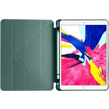 Gpack Apple iPad 10.2 8.nesil Kılıf Standlı Katlanabilir Pu Silikon Tf1 Koyu Yeşil