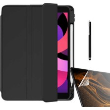 Case Street Apple iPad Pro 11 2020 2.nesil Kılıf Kalem Bölmeli Arkası Şeffaf Standlı NT22 + Nano + Kalem Siyah