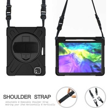 Smcase Apple iPad Pro 11 2020 12.9 Inç Uyumlu Kılıf Defender Tablet Tank Koruma Standlı DF33 + Nano + Kalem Siyah