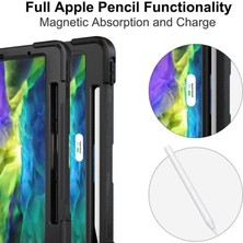 Smcase Apple iPad Pro 11 2020 2.nesil Uyumlu Kılıf Defender Tablet Tank Koruma Standlı DF22 + Nano + Kalem Siyah