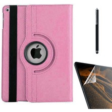 Smcase Apple iPad 10.2 2021 9.nesil Uyumlu Kılıf Kapaklı Standlı 360 Dönebilen Koruma DN22 + Nano + Kalem Pembe