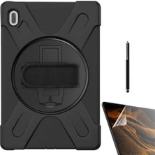 Case Street Samsung Galaxy Tab S7 Fe T730 Kılıf Defender Tablet Tank Koruma Standlı DF33 + Nano + Kalem Siyah