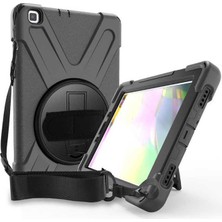 Case Street Samsung Galaxy T720 Tab S5E Kılıf Defender Tablet Tank Koruma Standlı DF22 + Nano + Kalem Siyah