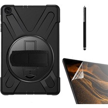 Case Street Samsung Galaxy Tab A 10.1 (2019) T510 Kılıf Defender Tablet Tank Koruma Standlı DF22 + Nano + Kalem Siyah