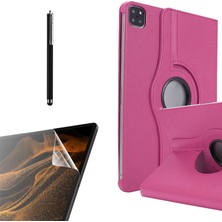 Smcase Apple iPad Air 10.9 2020 4.nesil Uyumlu Kılıf Kapaklı Standlı 360 Dönebilen Koruma DN22 + Nano + Kalem Pembe Koyu