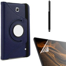 Case Street Samsung Galaxy Tab 4 7.0 T230 Kılıf Kapaklı Standlı 360 Dönebilen Koruma DN11 + Nano + Kalem Lacivert