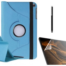 Case Street Samsung Galaxy Tab A7 10.4 T507 2020 Kılıf Kapaklı Standlı 360 Dönebilen Koruma DN22 + Nano + Kalem Mavi