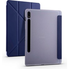 Dlrcase Samsung Galaxy Tab S7 Plus T970 Uyumlu Kılıf Standlı Katlanabilir Pu Silikon Tf2 Lacivert