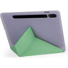 Dlrcase Samsung Galaxy Tab S7 Plus T970 Uyumlu Kılıf Standlı Katlanabilir Pu Silikon Tf2 Yeşil