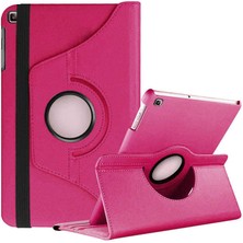 Dlrcase Samsung Galaxy Tab A 10.1 2019 T510 Uyumlu Kılıf Kapaklı Standlı 360 Dönebilen Koruma Dn2 Pembe Koyu