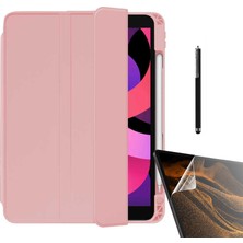 Gpack Apple iPad Pro 10.5 7.nesil Kılıf Kalem Bölmeli Arkası Şeffaf Standlı NT22 + Nano + Kalem Pembe