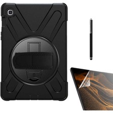 Dlrcase Samsung Galaxy Tab S6 Lite P610 Uyumlu Kılıf Defender Tablet Tank Koruma Standlı DF22 + Nano + Kalem Siyah