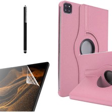 Dlrcase Apple iPad Air 10.9 2020 4.nesil Uyumlu Kılıf Kapaklı Standlı 360 Dönebilen Koruma DN22 + Nano + Kalem Pembe