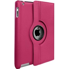 Dlrcase Apple iPad Mini 4 Uyumlu Kılıf Kapaklı Standlı 360 Dönebilen Koruma Dn1 Pembe Koyu