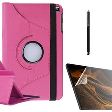 Dlrcase Samsung Galaxy Tab A7 10.4 T507 2020 Uyumlu Kılıf Kapaklı Standlı 360 Dönebilen Koruma DN22 + Nano + Kalem Pembe Koyu