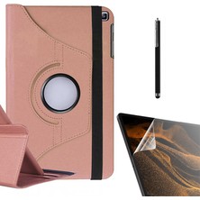 Dlrcase Samsung Galaxy Tab S6 Lite P610 Uyumlu Kılıf Kapaklı Standlı 360 Dönebilen Koruma DN22 + Nano + Kalem Bronz