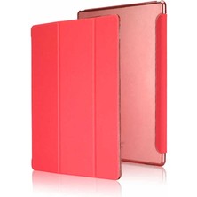 Dlrcase Apple iPad 9.7 2017 5.nesil Uyumlu Kılıf Smart Cover Kapaklı Standlı Uyku Modlu Sm1 Kırmızı