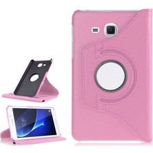 Dlrcase Samsung Galaxy Tab 4 T280 Uyumlu Kılıf Kapaklı Standlı 360 Dönebilen Koruma Dn2 Pembe Koyu