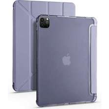 Smcase Apple iPad Pro 12.9 2022 M2 Uyumlu Kılıf Standlı Katlanabilir Pu Silikon Tf2 Mor