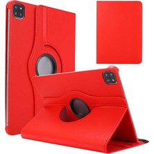 Smcase Apple iPad Pro 12.9 2020 4.nesil Uyumlu Kılıf Kapaklı Standlı 360 Dönebilen Koruma Dn3 Kırmızı