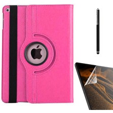 Smcase Apple iPad Pro 10.5 7.nesil Uyumlu Kılıf Kapaklı Standlı 360 Dönebilen Koruma DN22 + Nano + Kalem Pembe Koyu