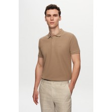 Regular Fit Vizon Pike Dokulu %100 Pamuk Kıvrılmaz Polo Yaka Nakışlı T-shirt 4HC14ORT51000