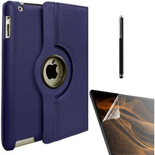 Case Street Apple iPad Mini 4 Kılıf Kapaklı Standlı 360 Dönebilen Koruma DN11 + Nano + Kalem Lacivert