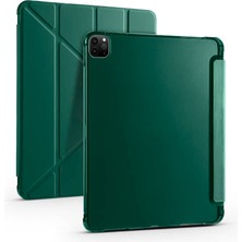 Case Street Apple iPad Pro 12.9 2022 M2 Kılıf Standlı Katlanabilir Pu Silikon Tf2 Koyu Yeşil