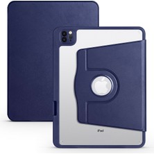 Case Street Apple iPad Air 10.9 2022 5.nesil Kılıf Termik Arkası Şeffaf Smart Kapaklı Kalem Bölmeli T1 Lacivert