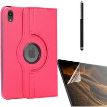 Smcase Apple iPad Mini 2021 6.nesil Uyumlu Kılıf Kapaklı Standlı 360 Dönebilen Koruma DN11 + Nano + Kalem Pembe