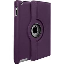 Smcase Apple iPad 9.7 2017 Uyumlu Kılıf Kapaklı Standlı 360 Dönebilen Koruma Dn2 Mor