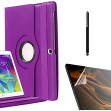 Case Street Samsung Galaxy Tab S3 9.7 T820 Kılıf Kapaklı Standlı 360 Dönebilen Koruma DN22 + Nano + Kalem Mor